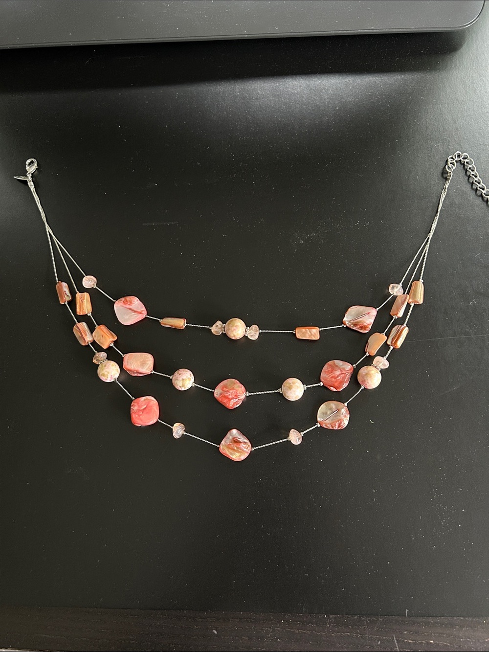 Multi-Strand Pink Shell Beaded Necklace